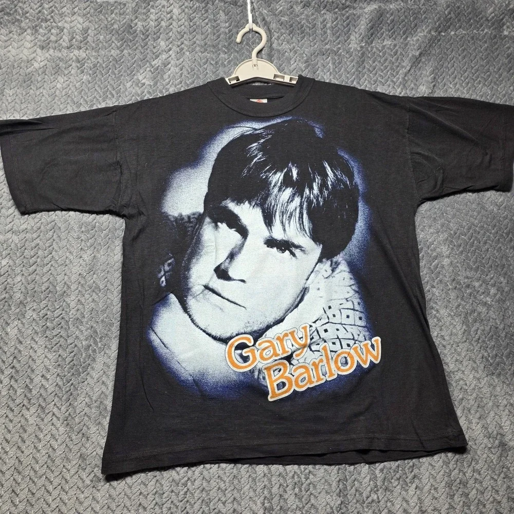VTG Gary Barlow Tour T-Shirt Men's *L* Black Double Sided Graphic IM 90s Pop Tee